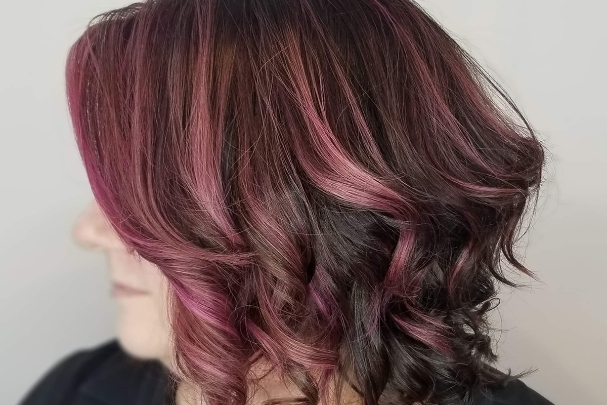 Dark Pink Hair with Curls