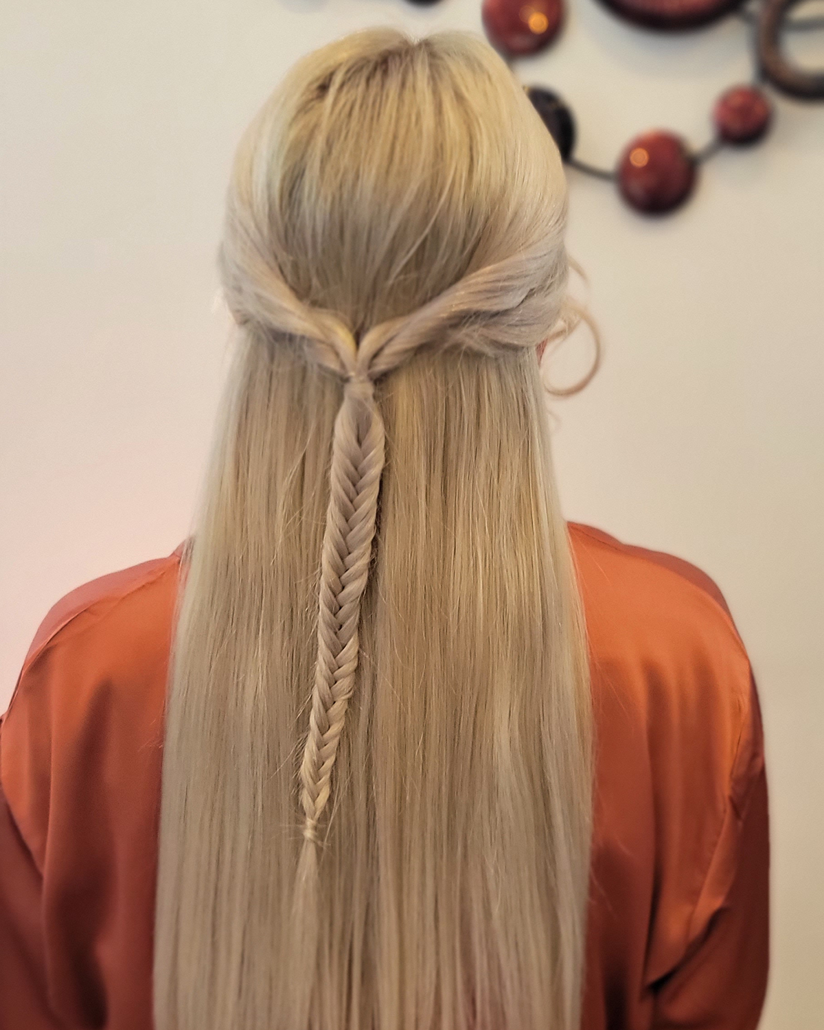 light blonde long hair with braid
