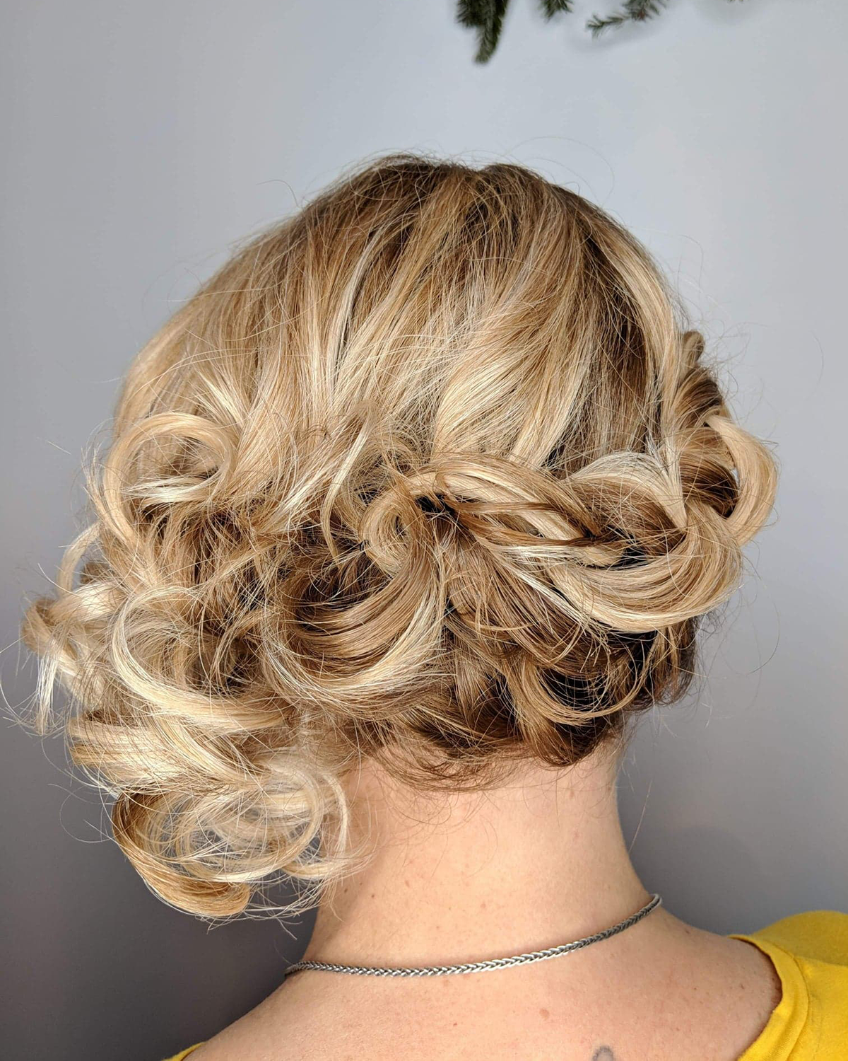 Blonde Curly Up Do