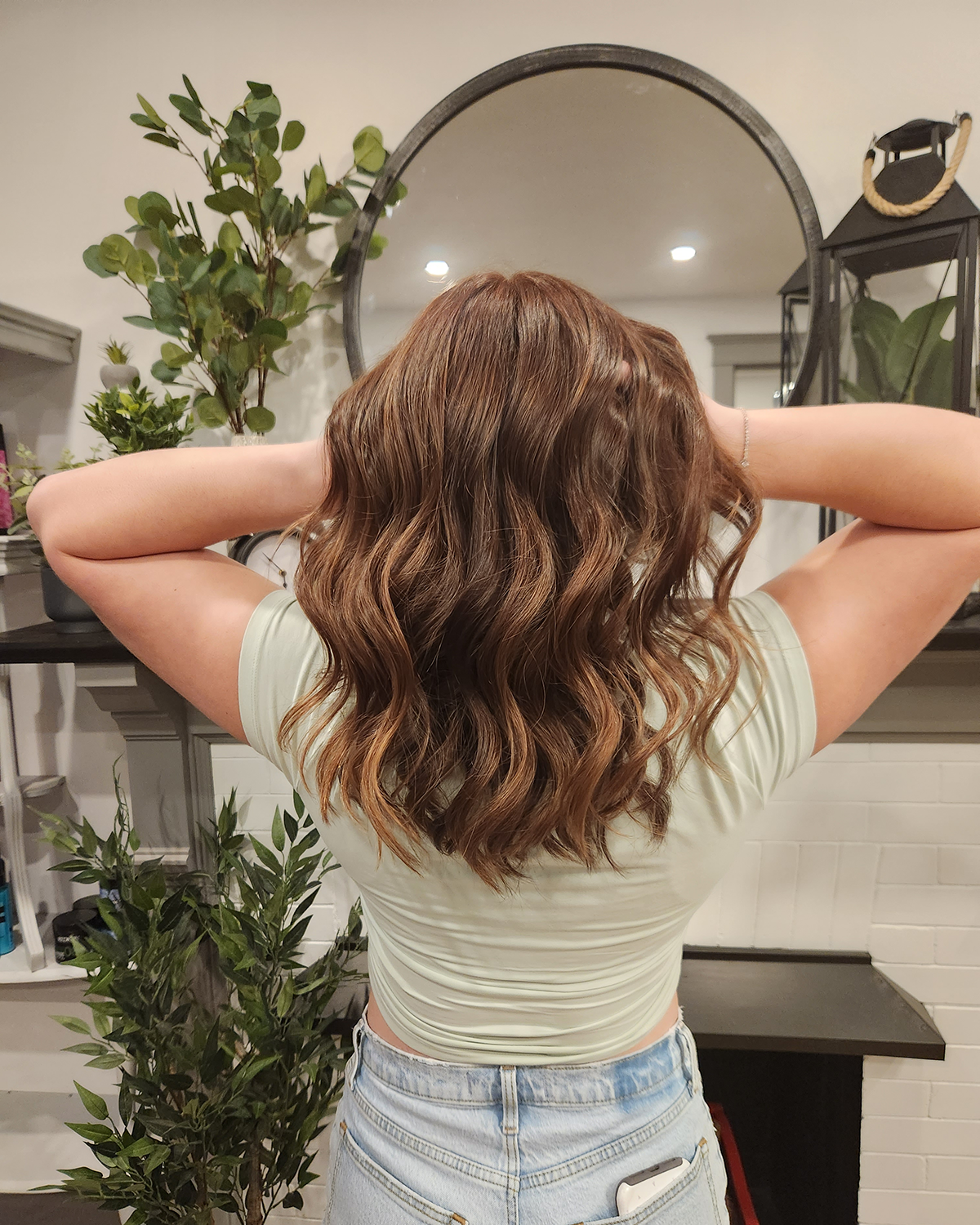 back view of brown hair with loose waves
